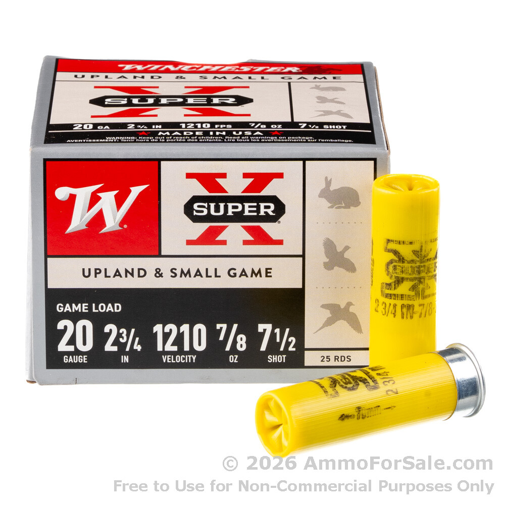 250 Rds 7/8oz #7.5 shot 20ga Ammo by Winchester Super-X
