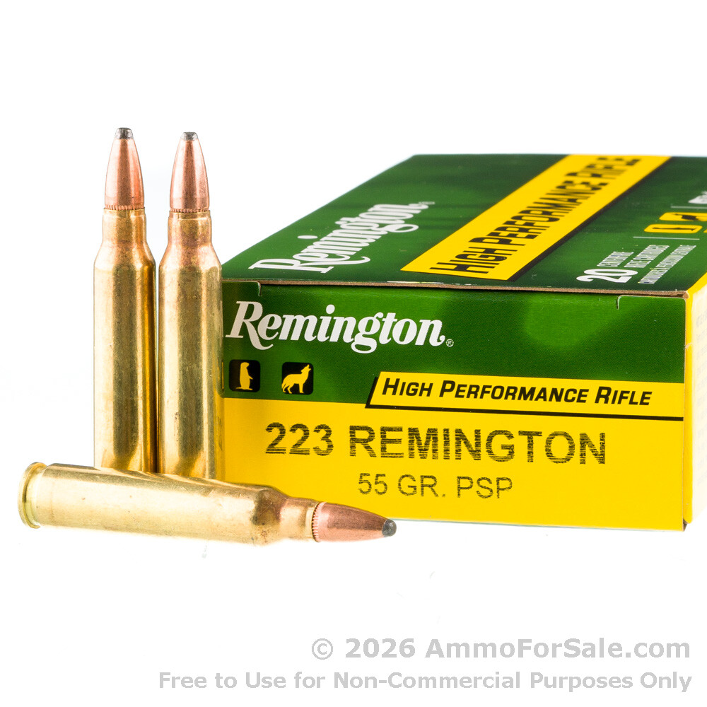 20 Rounds of Discount 55gr PSP .223 Ammo For Sale by Remington