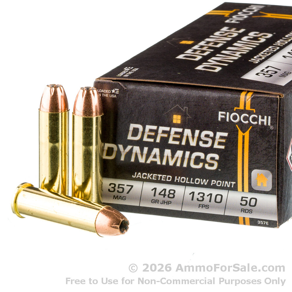 1000 Rds 148gr JHP .357 Mag Ammo by Fiocchi Defense Dynamics