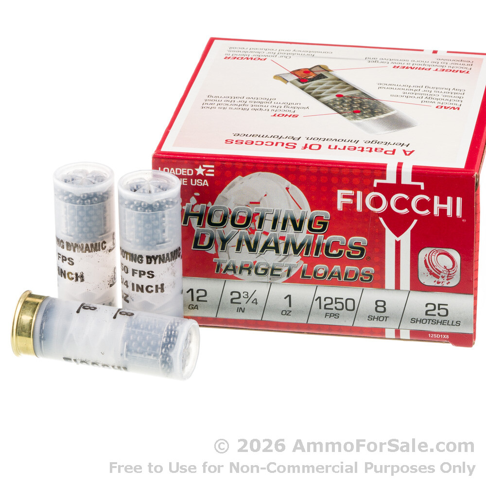 250 Rounds of 1oz #8 shot 12ga Ammo Fiocchi
