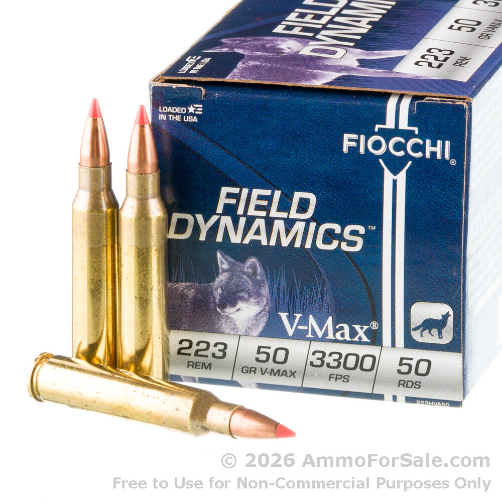1000 Rounds of Discount 50gr VMAX .223 Ammo For Sale by Fiocchi