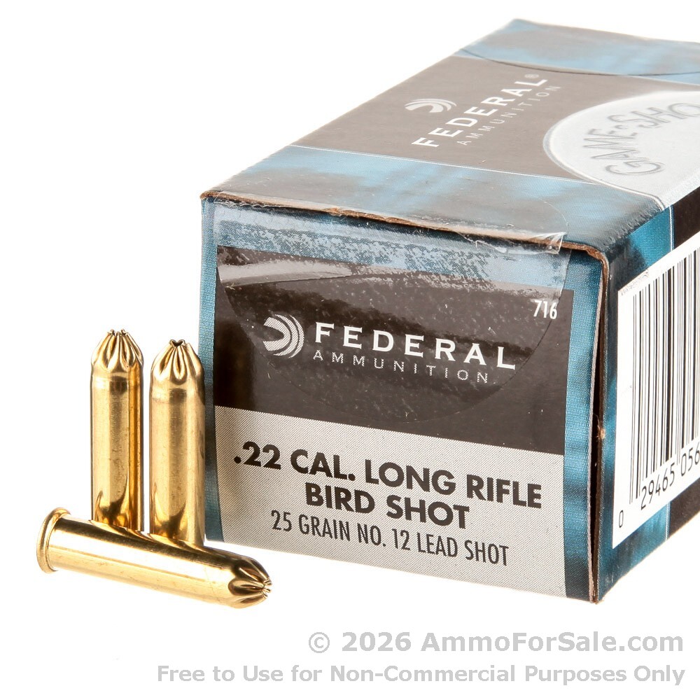 50 Rounds of Discount 25gr #12 shot .22 LR Ammo For Sale by Federal