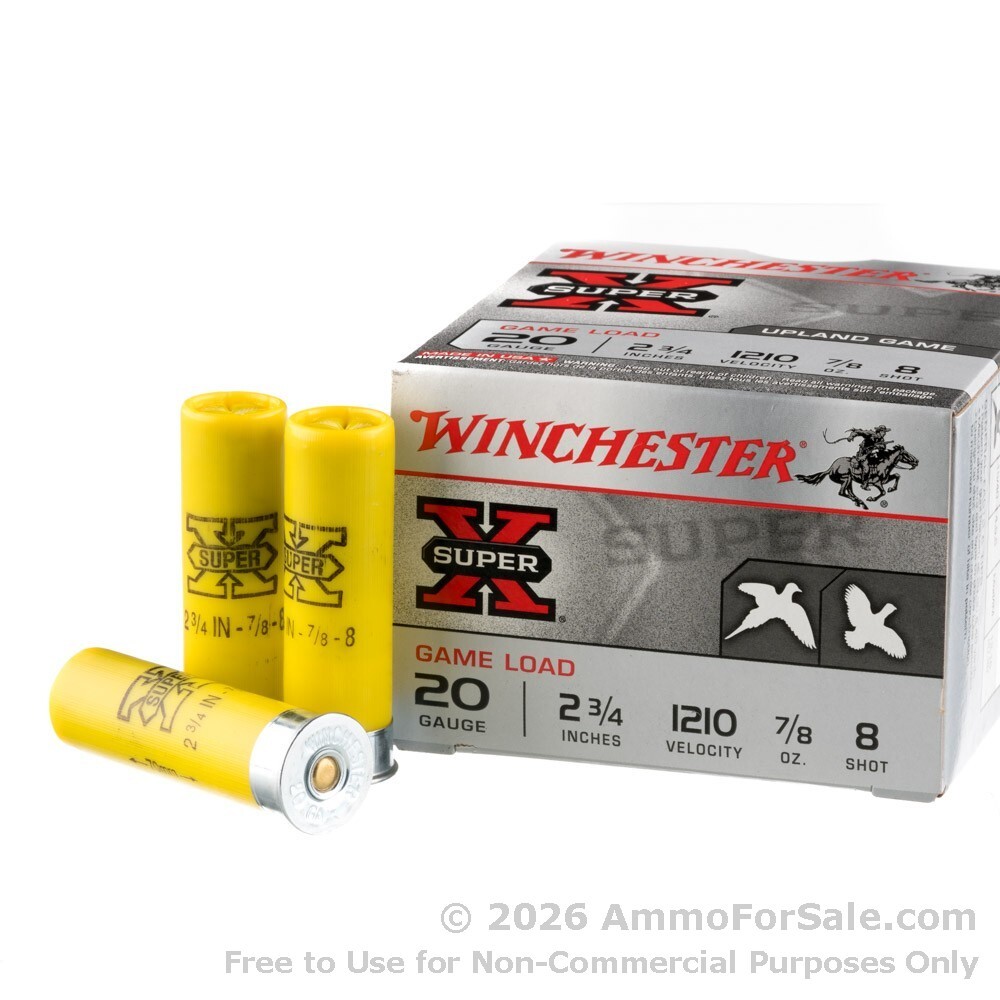 25 Rounds of 7/8oz #8 shot 20ga Ammo by Winchester Super-X