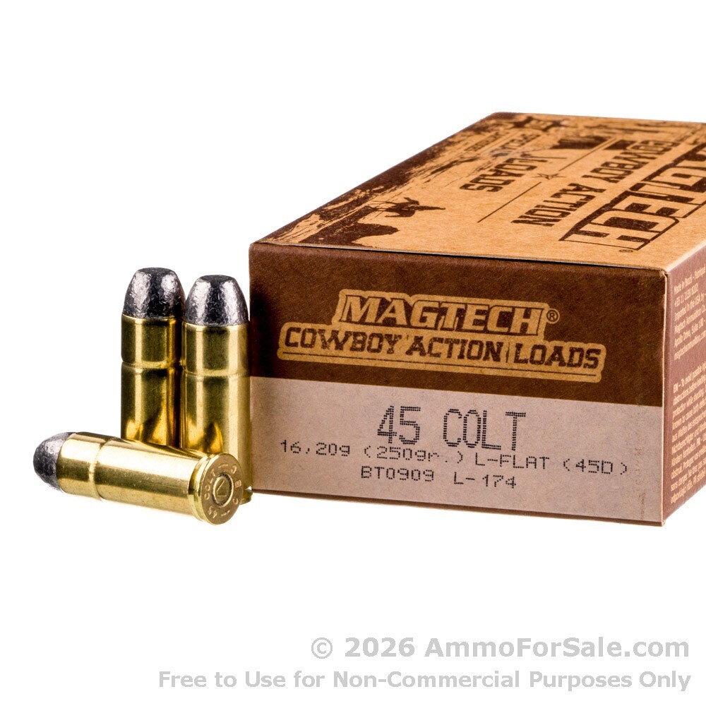 50 Rounds of Discount 250gr LFN .45 Long-Colt Ammo For Sale by Magtech