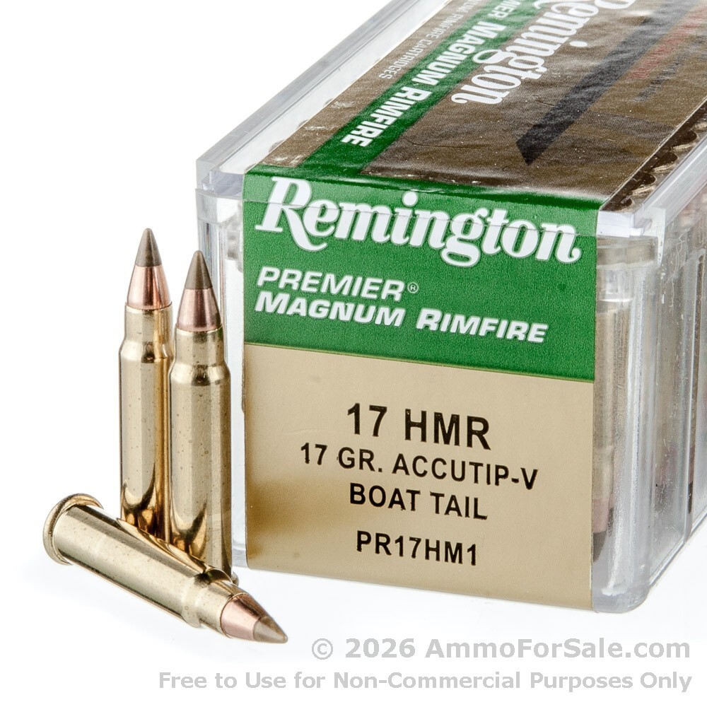 50 Rounds of Discount 17gr Accutip .17HMR Ammo For Sale by Remington
