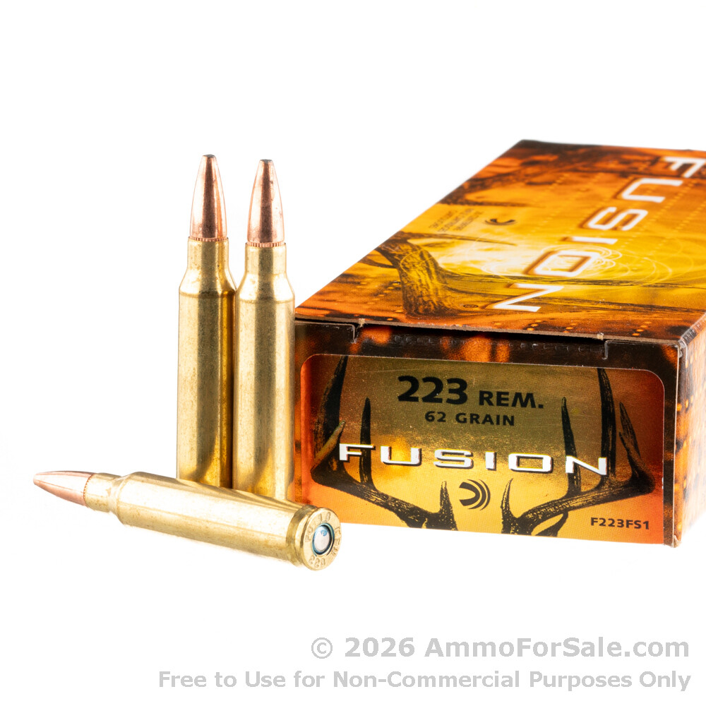 20 Rounds of Discount 62gr Fusion .223 Ammo For Sale by Federal
