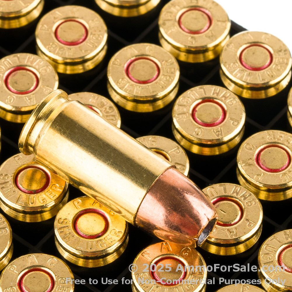 50 Rounds of 124gr JHP 9mm Ammo For Sale by PMC SFX