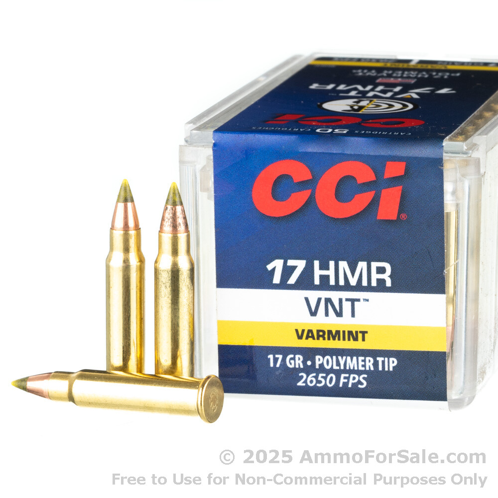 50 Rounds of Discount 17gr VNT .17 HMR Ammo For Sale by CCI