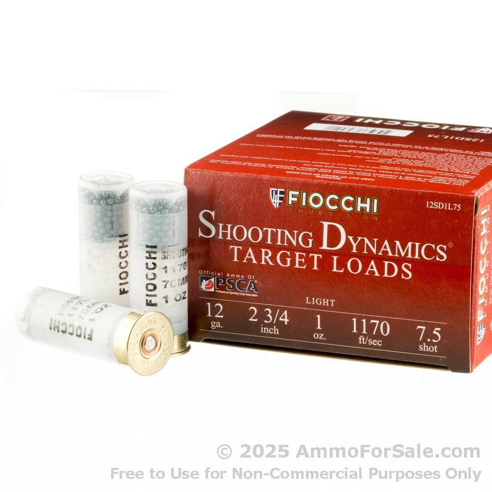 25 Rds 1oz #7.5 shot 12ga Ammo by Fiocchi Shooting Dynamics