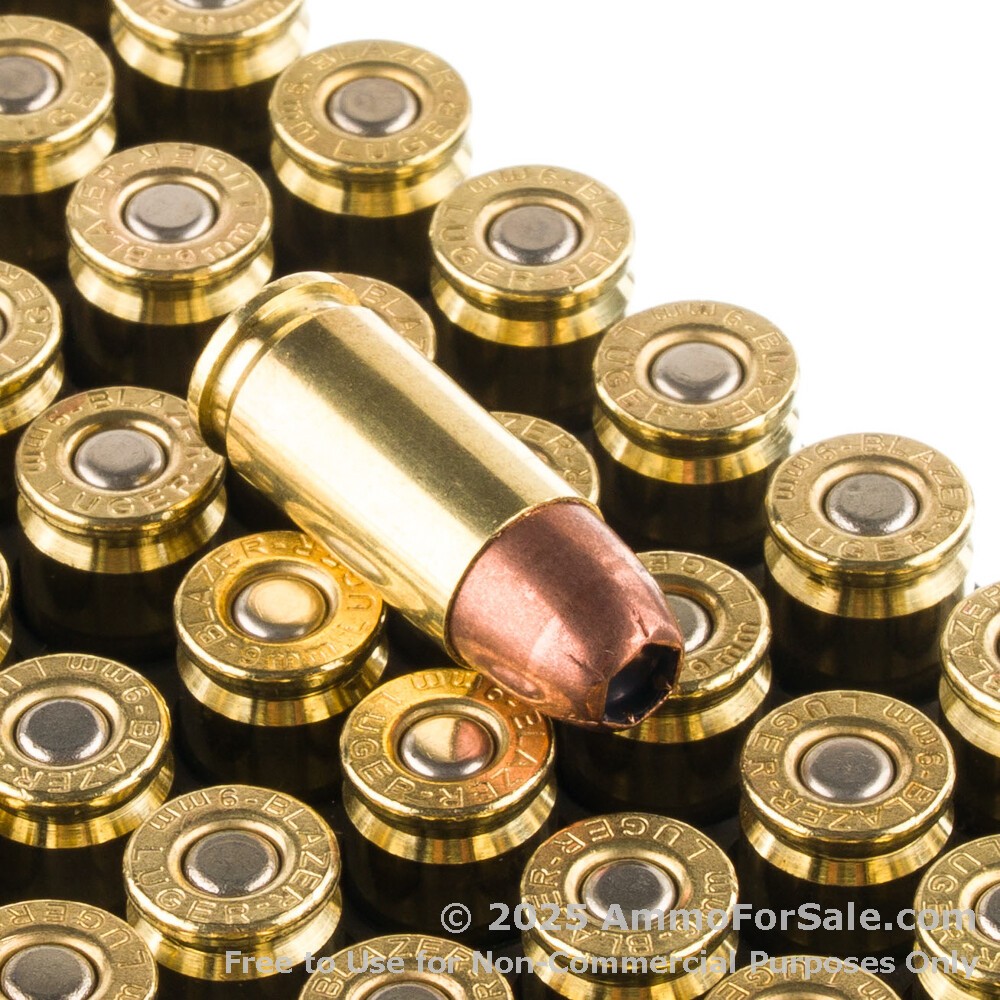 500 Rounds of Discount 115gr JHP 9mm Ammo For Sale by Blazer