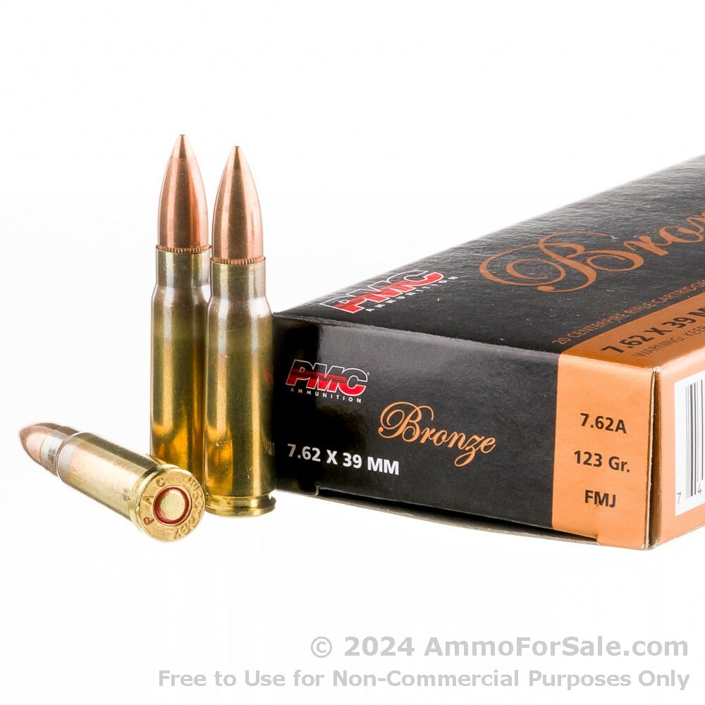 500 Rounds of Discount 123gr FMJ 7.62x39mm Ammo For Sale by PMC