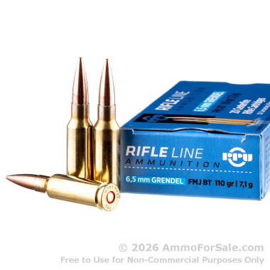 20 Rounds of 110gr FMJBT 6.5 Grendel Ammo by Prvi Partizan