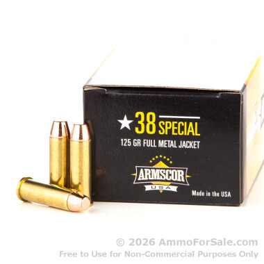 1000 Rounds of 125gr FMJ .38 Spl Ammo by Armscor