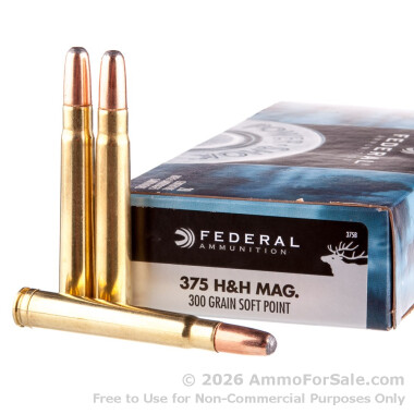 20 Rounds of 300 gr SP .375 H&H Mag Ammo by Federal