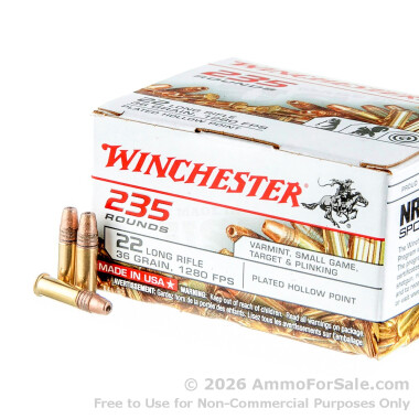 235 Rounds of 36gr CPHP .22 LR Ammo by Winchester