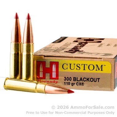 20 Rounds of 110gr CX .300 AAC Blackout Ammo by Hornady
