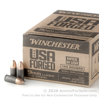 150 Rounds of 115gr FMJ 9mm Ammo by Winchester