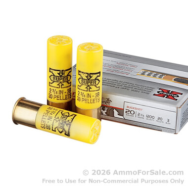 250 Rounds of 2-3/4" #3 Buck 20ga Ammo by Winchester Super-X