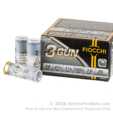 250 Rounds of 1 1/8 ounce #7 1/2 shot 12ga Ammo by Fiocchi