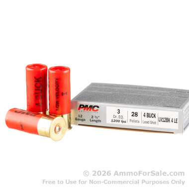 250 Rounds of LV LE #4 Buck 12ga Ammo by PMC
