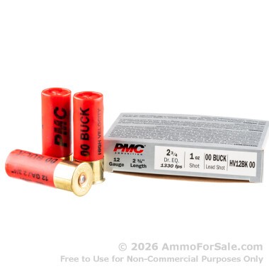 5 Rounds of 1 ounce 00 buckshot 12ga Ammo by PMC One Shot