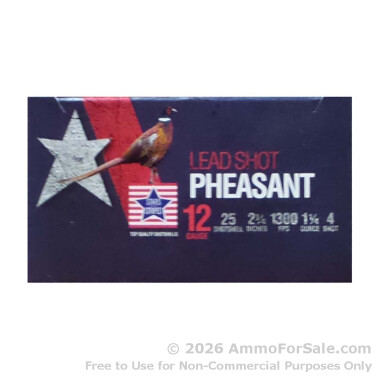 250 Rounds of 2-3/4" 1 1/4 ounce #4 shot 12ga Ammo by Stars & Stripes