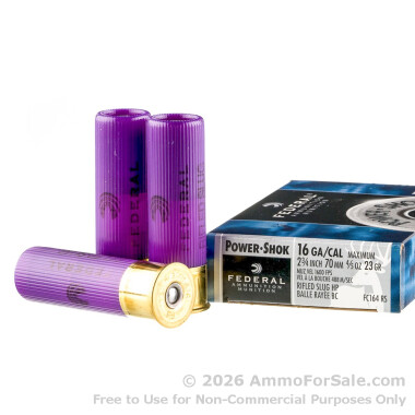5 Rounds of 4/5 ounce Rifled Slug 16ga Ammo by Federal