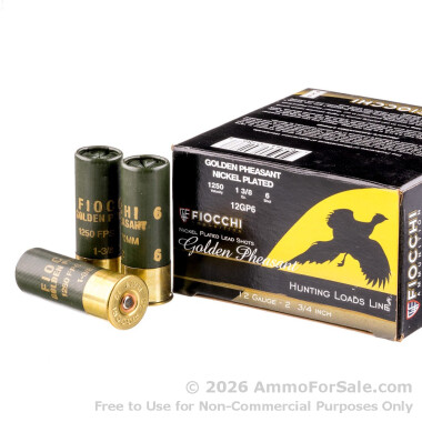 250 Rounds of 1 3/8 ounce #6 shot 12ga Ammo by Fiocchi