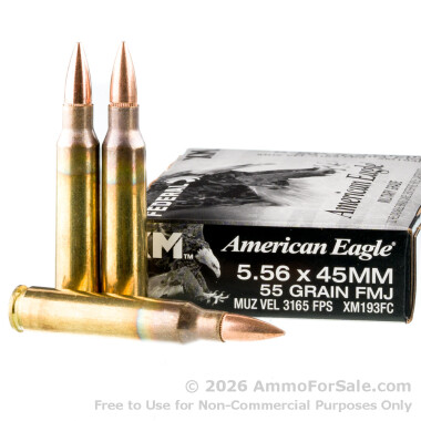 500 Rounds of 55gr FMJBT XM193 5.56x45 Ammo by Federal