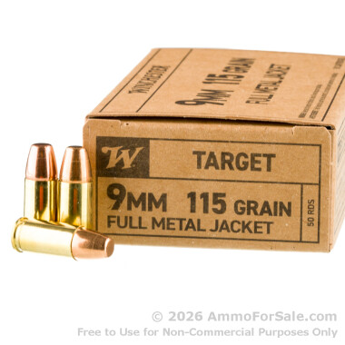 500 Rounds of 115gr FMJ FN 9mm Ammo by Winchester