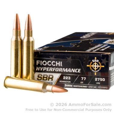 20 Rounds of 77gr HPBT MatchKing .223 Ammo by Fiocchi Hyperformance SBR Enhanced