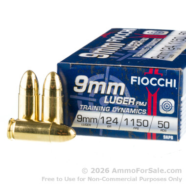Fiocchi 124gr FMJ 9mm Ammo