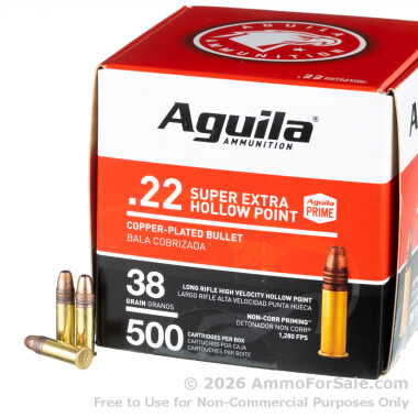 2000 Rounds of Bulk 38gr CPHP .22 LR Ammo by Aguila Super Extra