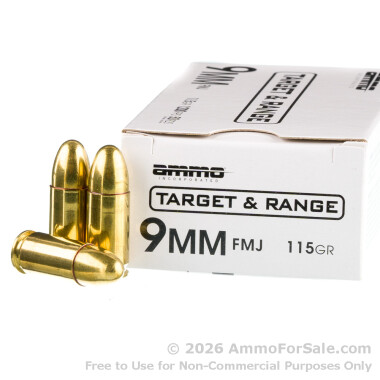 1000 Rounds of 115gr FMJ 9mm Ammo by Ammo Inc.