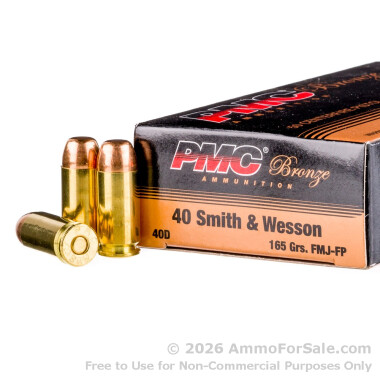 50 Rounds of 165gr FMJFN .40 S&W Ammo by PMC