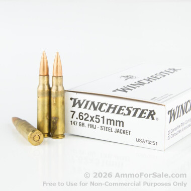 20 Rounds of 147gr FMJ 7.62x51mm Ammo by Winchester