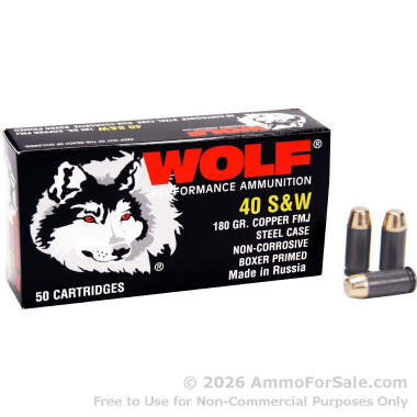 500  Rounds of 180gr FMJ .40 S&W Ammo by Wolf