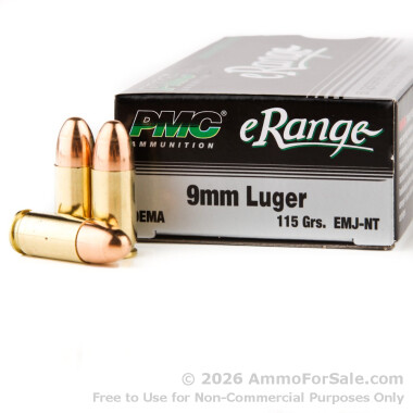 50 Rounds of 115gr EMJ 9mm Ammo by PMC