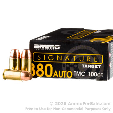 1000 Rounds of 100gr TMJ .380 ACP Ammo by Ammo Inc.