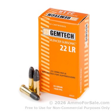 500 Rounds of 42gr LRN .22 LR Ammo by Gemtech