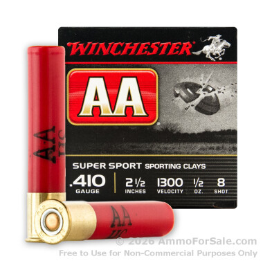 250 Rounds of 2-1/2" 1/2 ounce #8 shot 410ga Ammo by Winchester