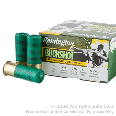25 Rounds of 00 Buck 12ga Ammo by Remington Express