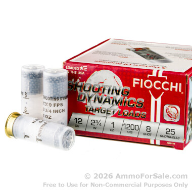 250 Rounds of 1 ounce #8 shot 12ga Ammo by Fiocchi 1,200 fps