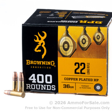1600 Rounds of 36gr CPHP .22 LR Ammo by Browning