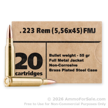 500 Rounds of 55gr FMJ .223 Ammo by Barnaul **STEEL CASES**