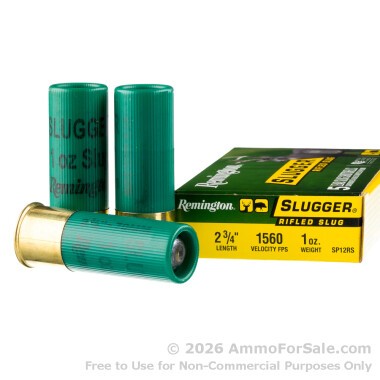 250 Rounds of 1 ounce Rifled Slug 12ga Ammo by Remington Slugger