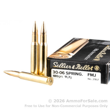 20 Rounds of 180gr FMJ 30-06 Springfield Ammo by Sellier & Bellot