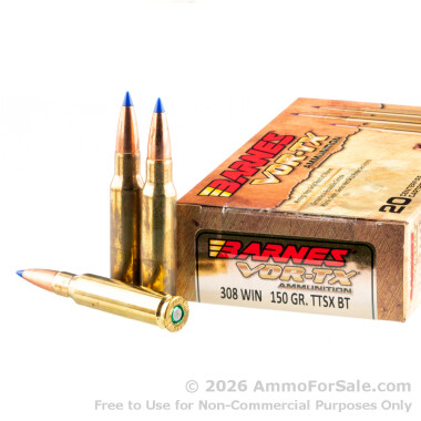 20 Rounds of 150gr TTSX .308 Win Ammo by Barnes