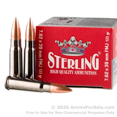 1000 Rounds of 123gr FMJ 7.62x39 Ammo by Sterling
