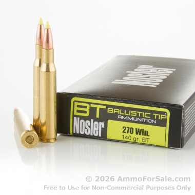 20 Rounds of 140gr Nosler Ballistic Tip .270 Win Ammo by Nosler Ammunition